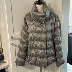 Eileen Fisher Ruched Puffer Coat Techno Satin Down